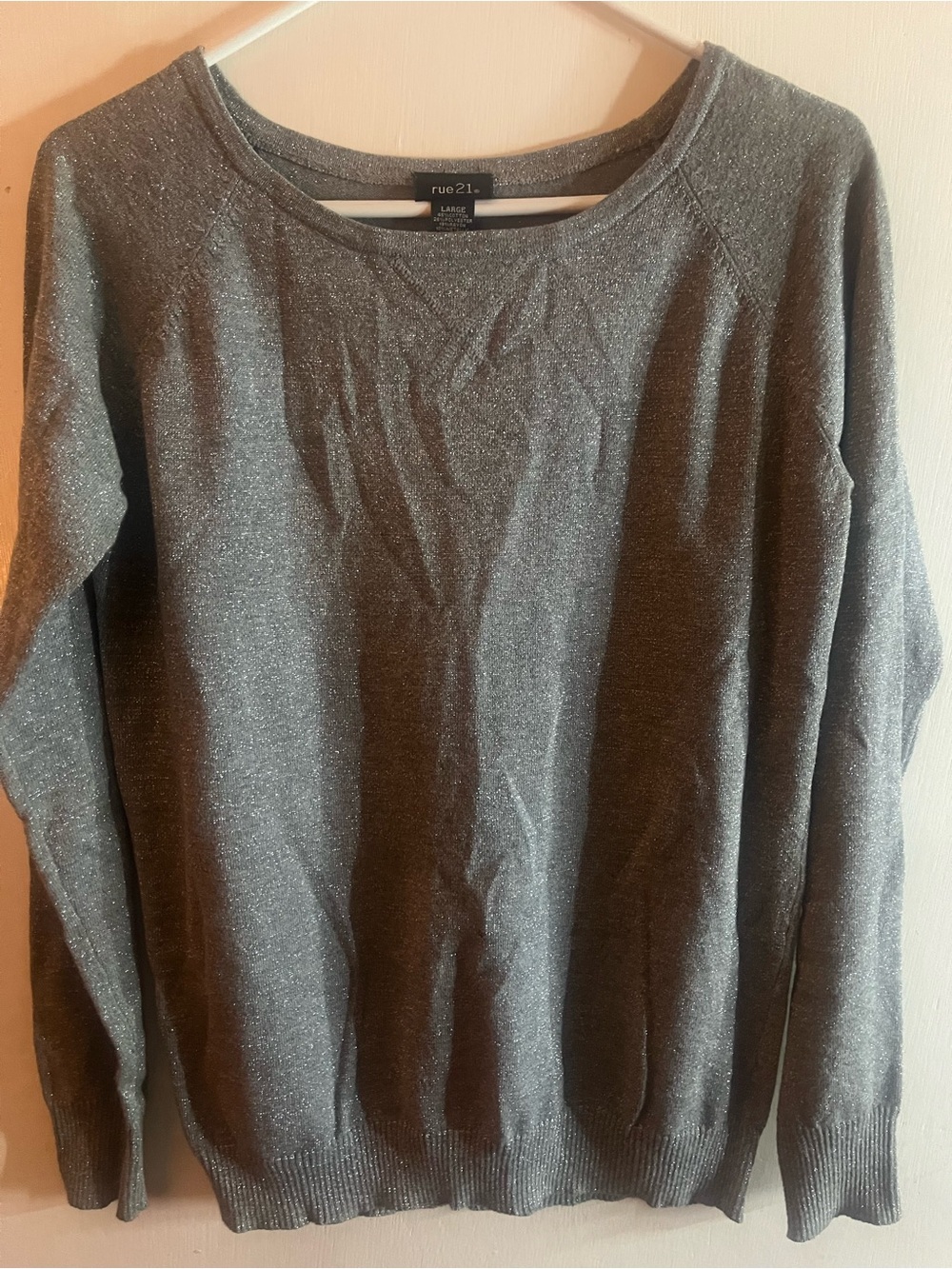 Rue21 Metallic Gray Women's Crewneck Sweater